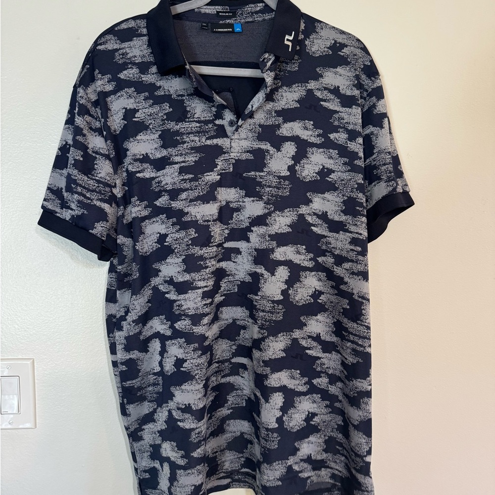 J.Lindeberg Navy and Gray Polo Shirt